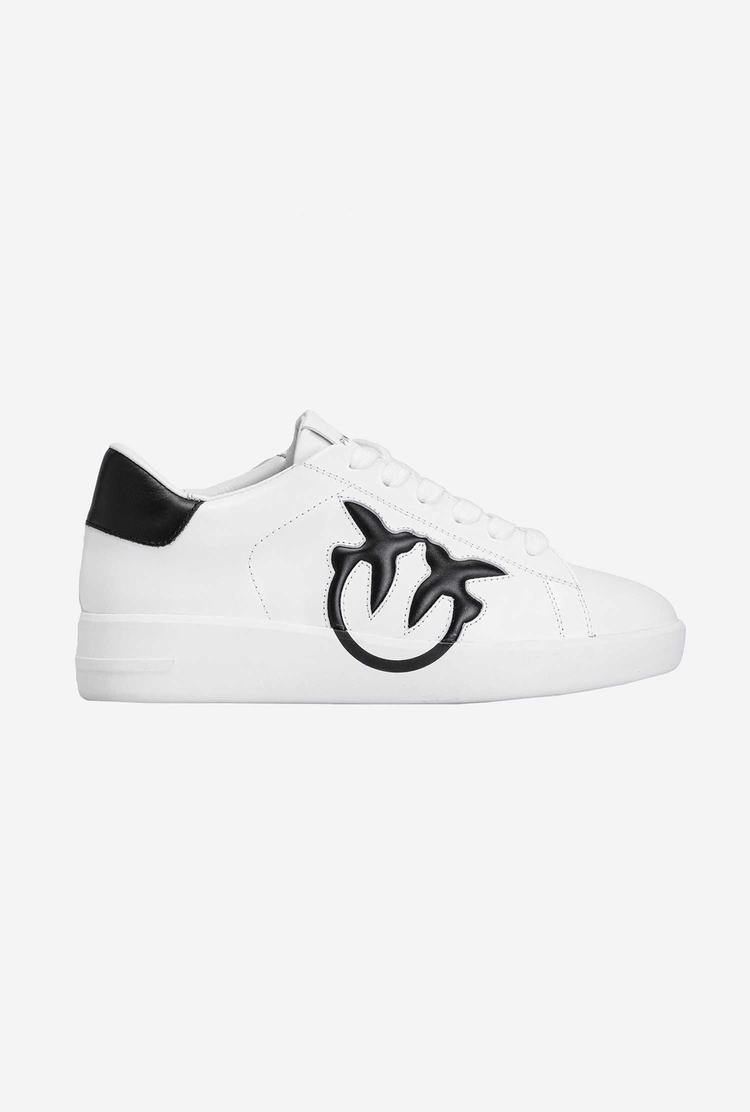 Women's Pinko Logo Sneakers White/Black | Canada-36295719