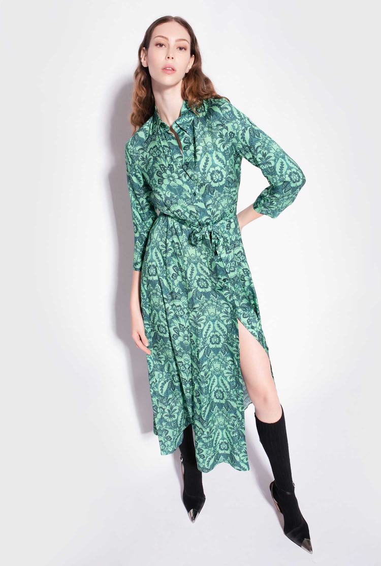 Women's Pinko Long Floral Dress Dark Green/Light Green | Canada-83674299