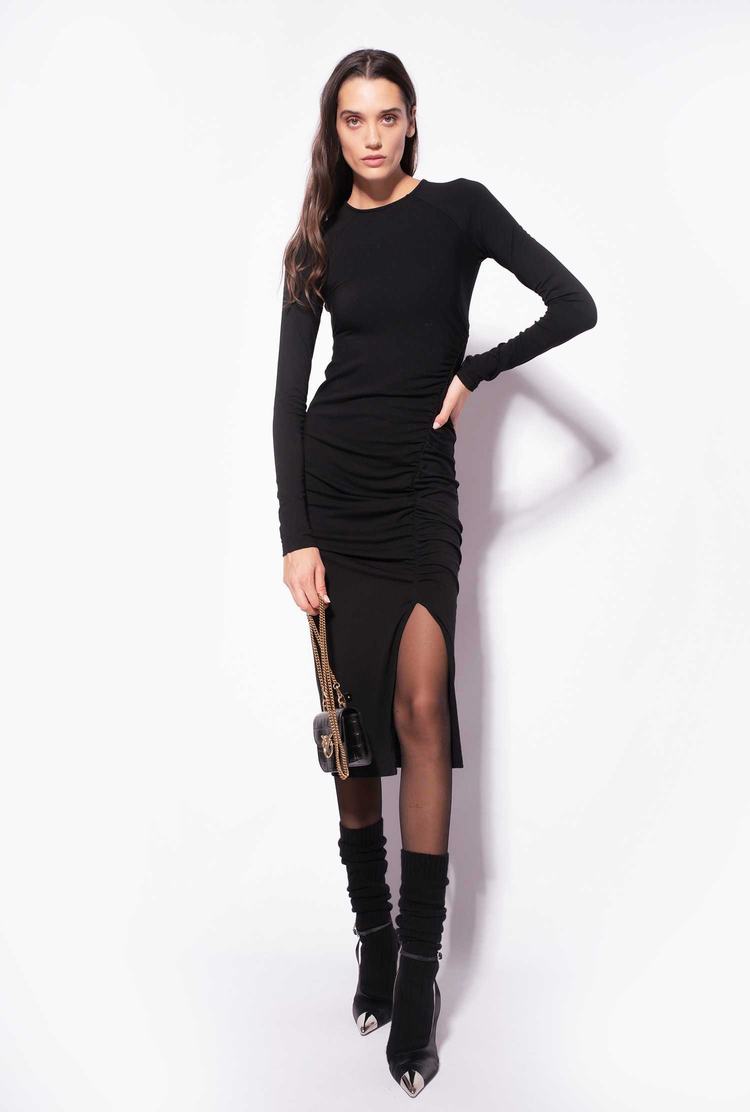 Women's Pinko Long Knit Dress Black | Canada-32617099