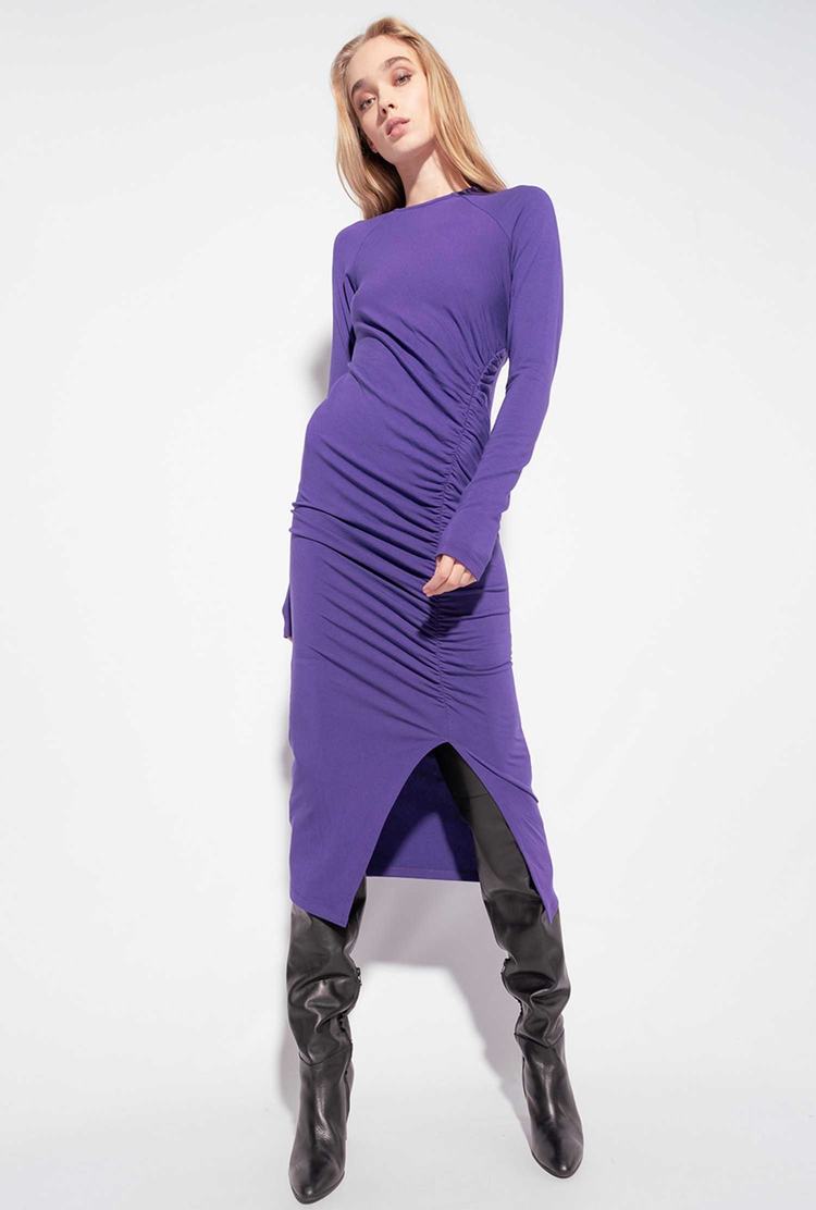 Women's Pinko Long Knit Dress Purple | Canada-97582409