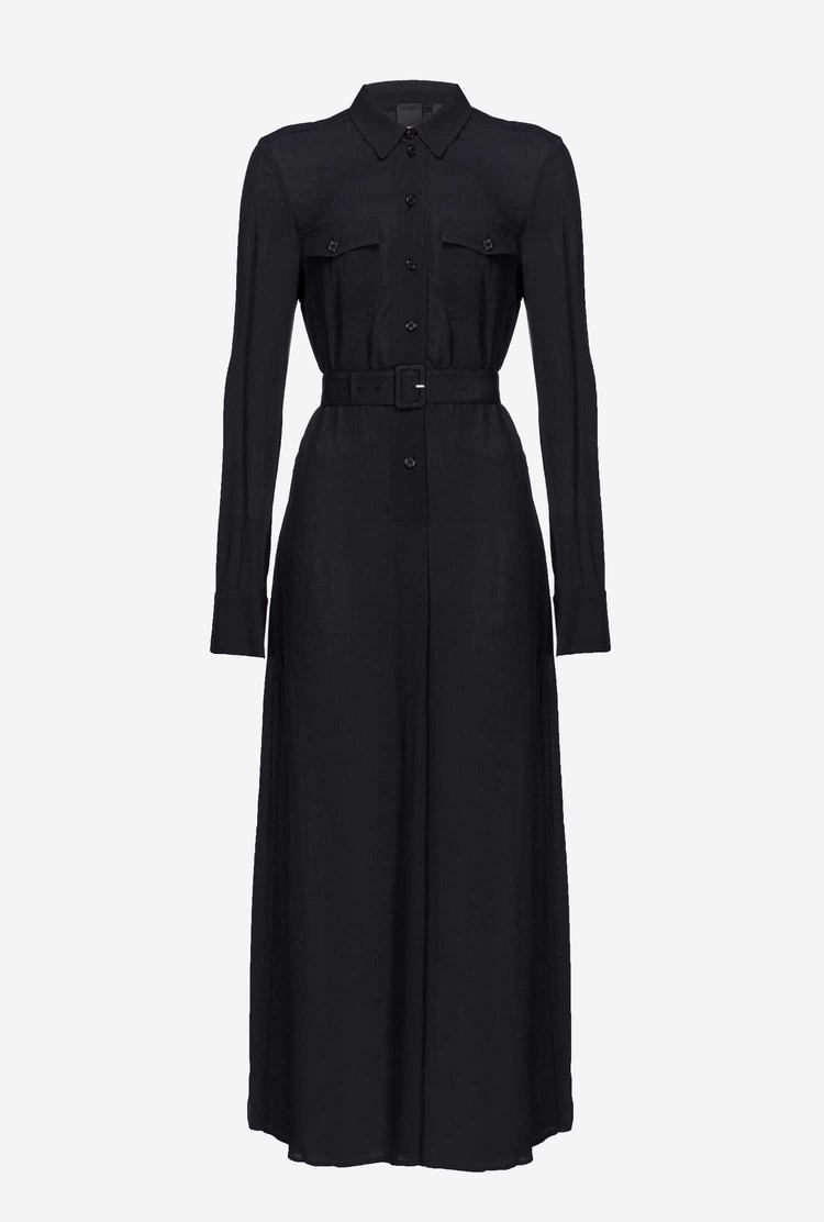 Women's Pinko Long Sable Dress Black | Canada-15867939