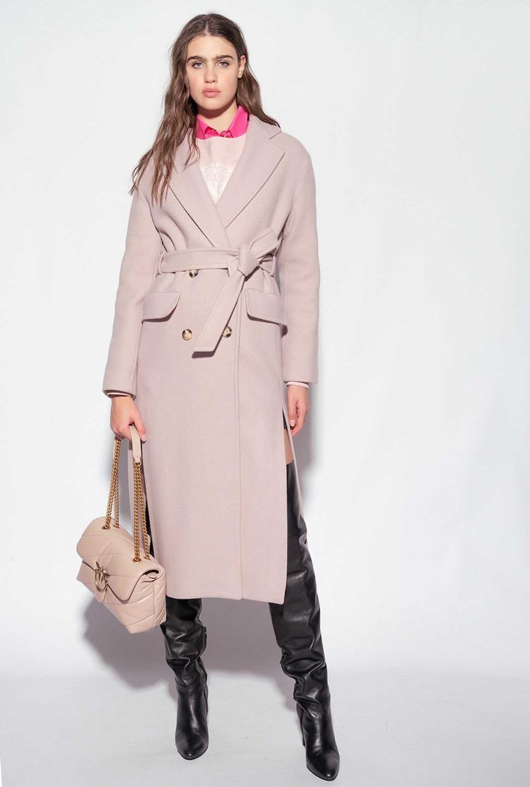 Women's Pinko Long Wraparound Coats Pink | Canada-30489619