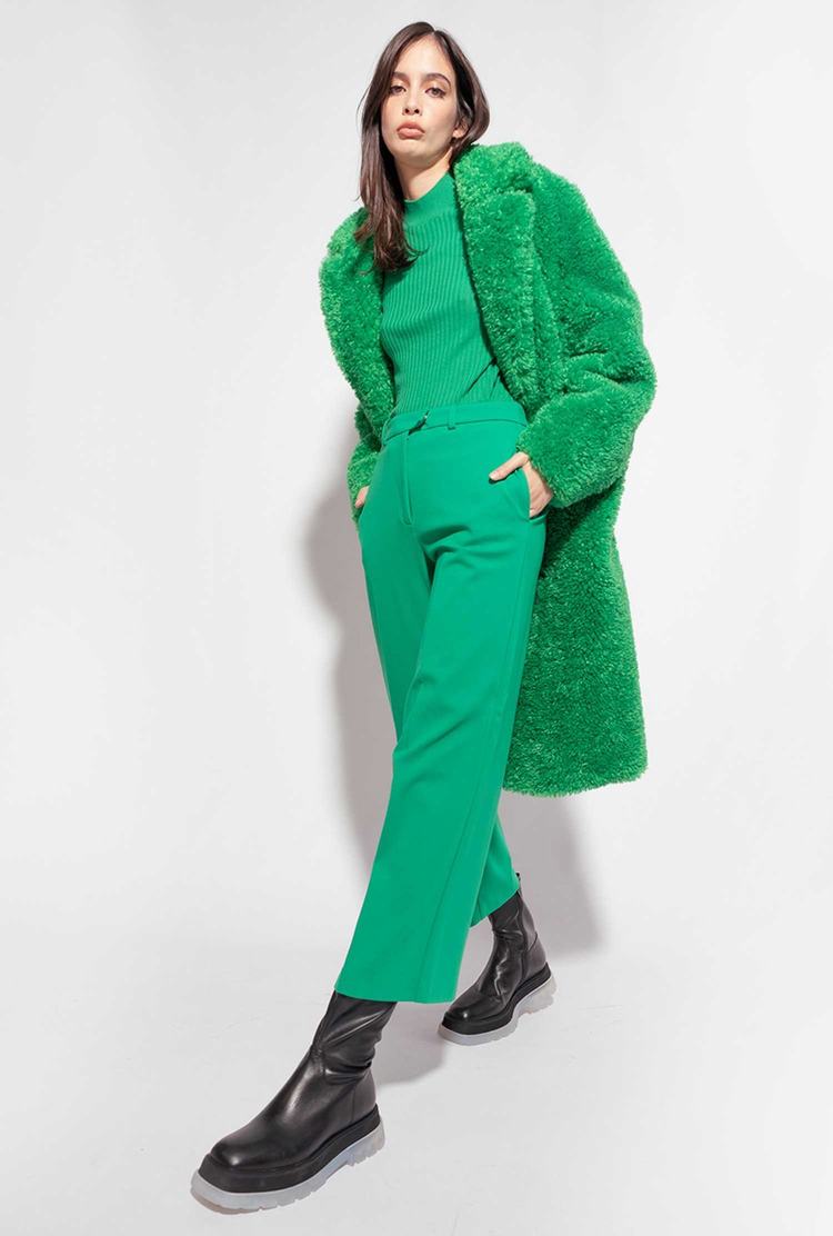Women's Pinko Loose-fitting Stretch Pants Green | Canada-56981709