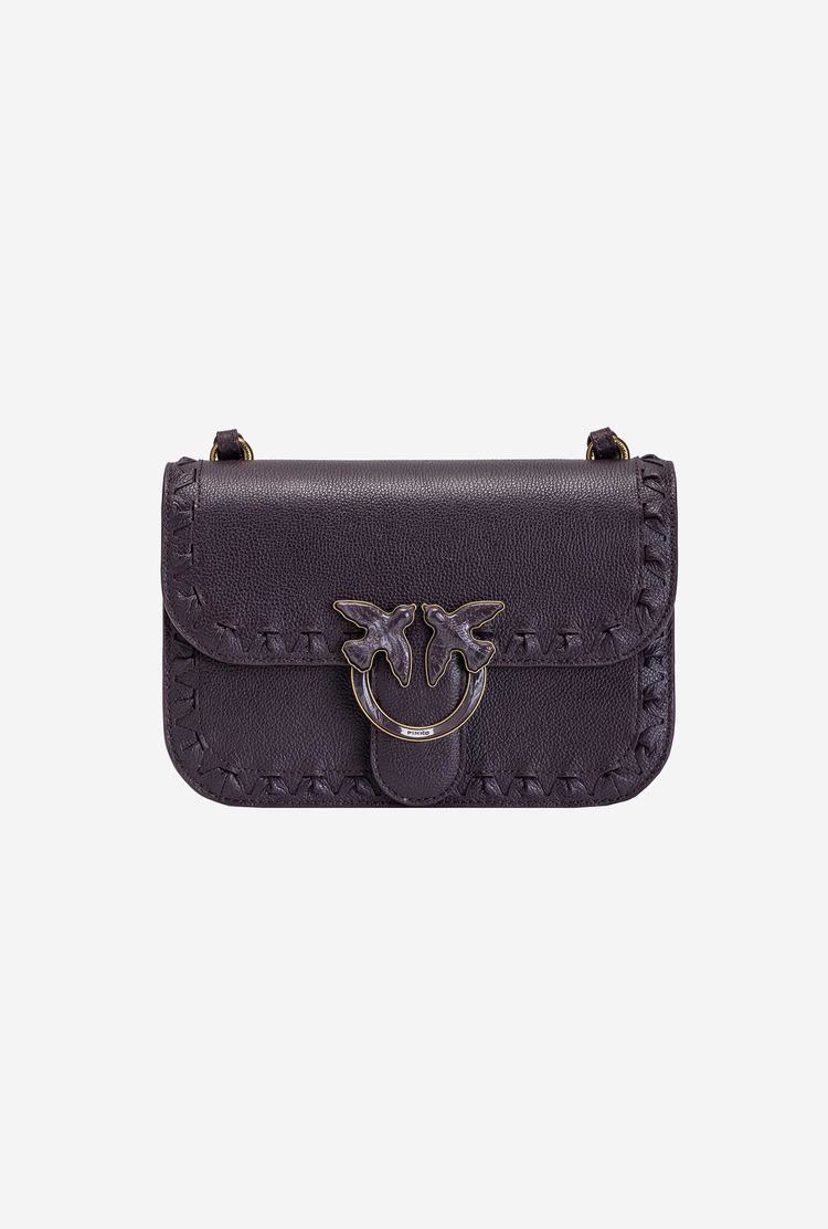 Women's Pinko Love Bag Bell Framed Waves Crossbody Bags Purple Gold | Canada-42831969