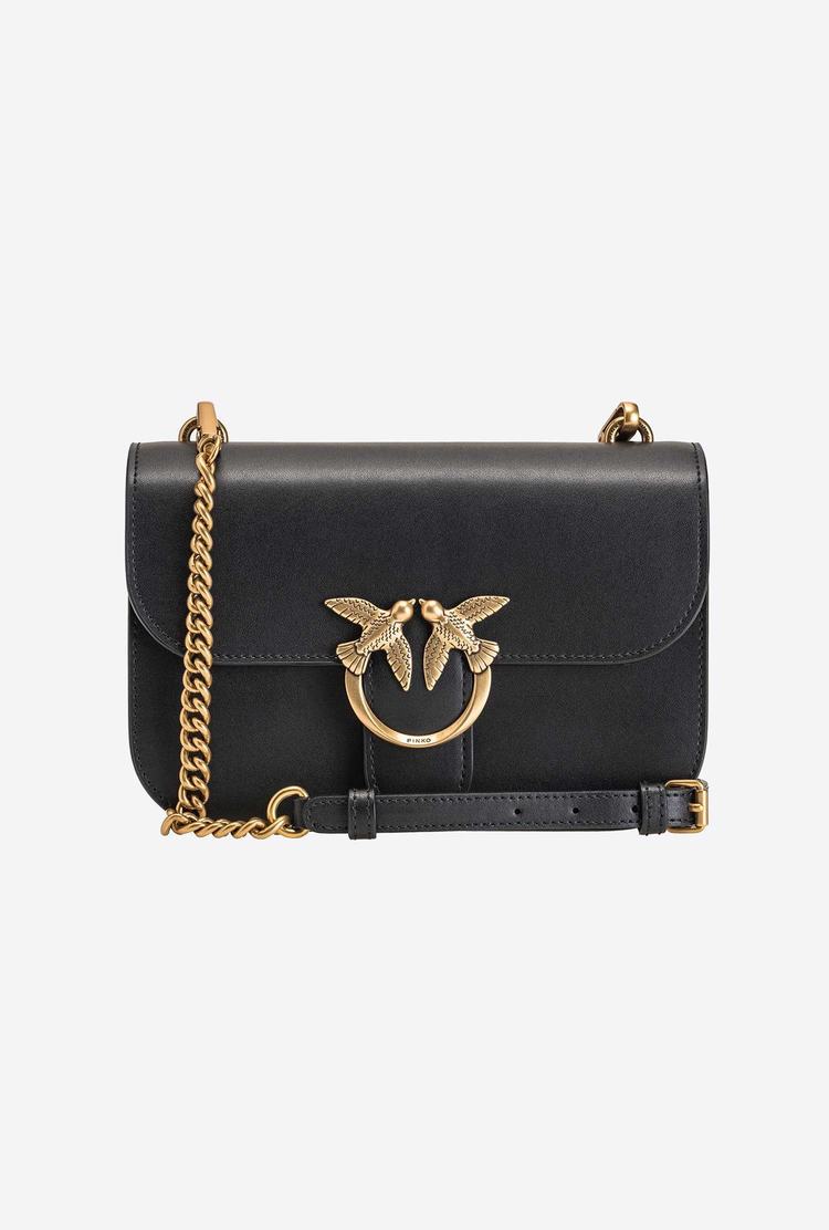 Women's Pinko Love Bag Bell Simply Crossbody Bags Black Gold | Canada-68794259
