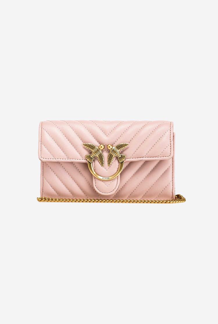 Women's Pinko Love Bag Chevron Purses Pink Gold | Canada-83207969
