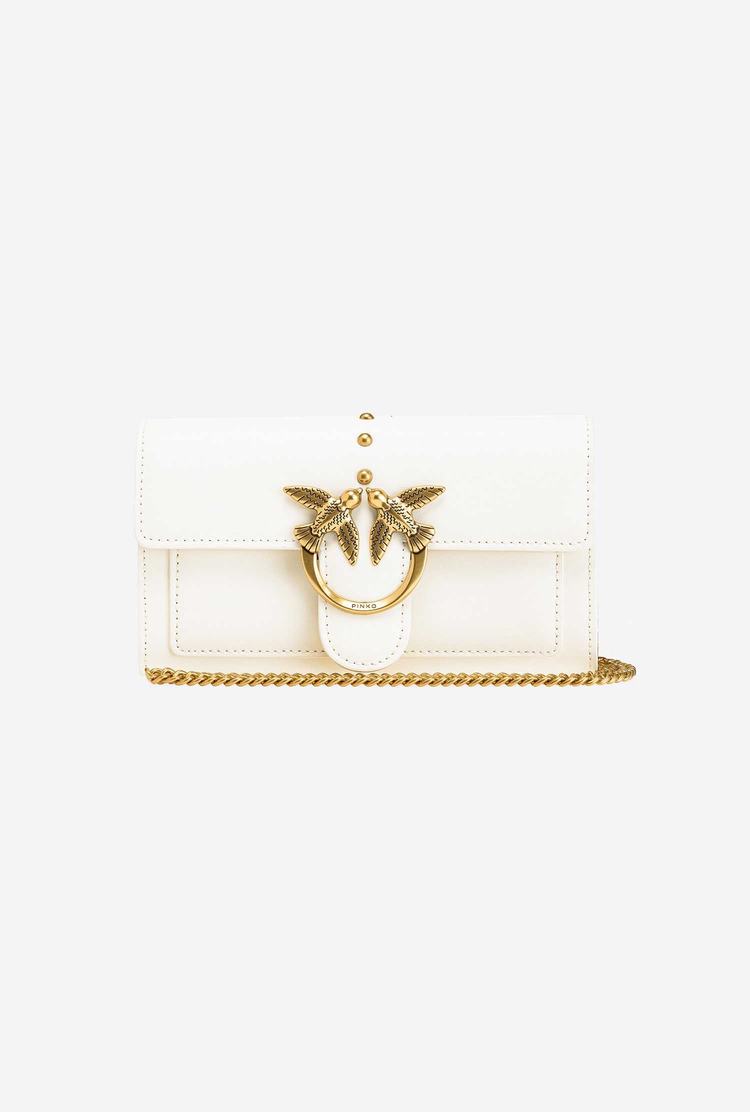 Women's Pinko Love Bag Simply Crossbody Bags White Gold | Canada-79318029
