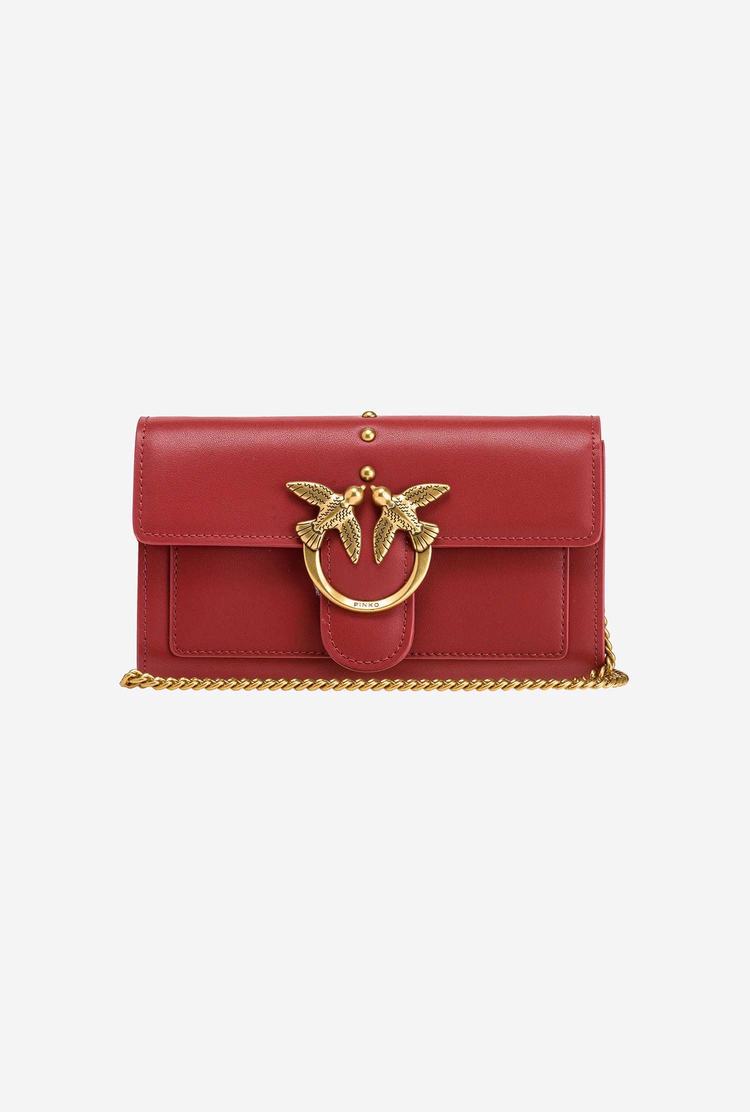 Women's Pinko Love Bag Simply Crossbody Bags Red Gold | Canada-79650819