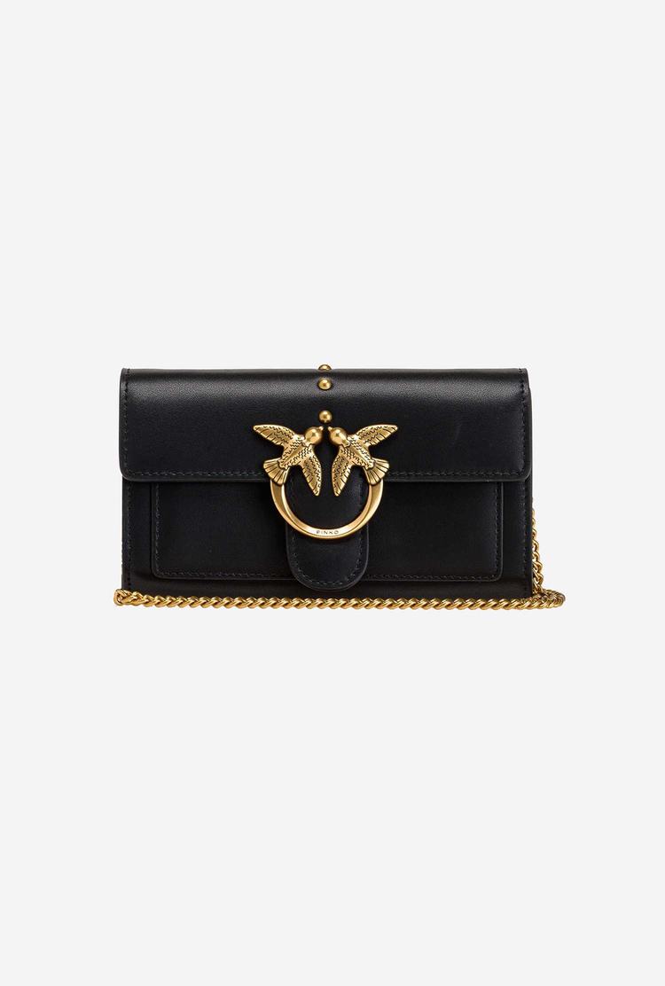 Women's Pinko Love Bag Simply Crossbody Bags Black Gold | Canada-87023969