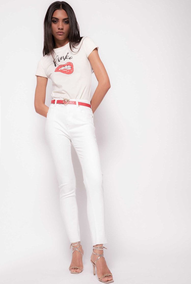 Women's Pinko Love Birds Jeans White | Canada-28453979