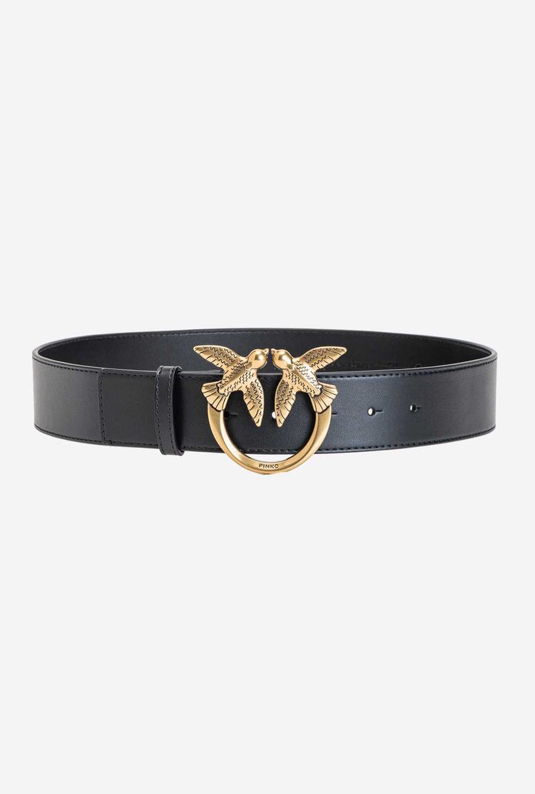 Women's Pinko Love Birds Leather Belts Black Gold | Canada-05819239