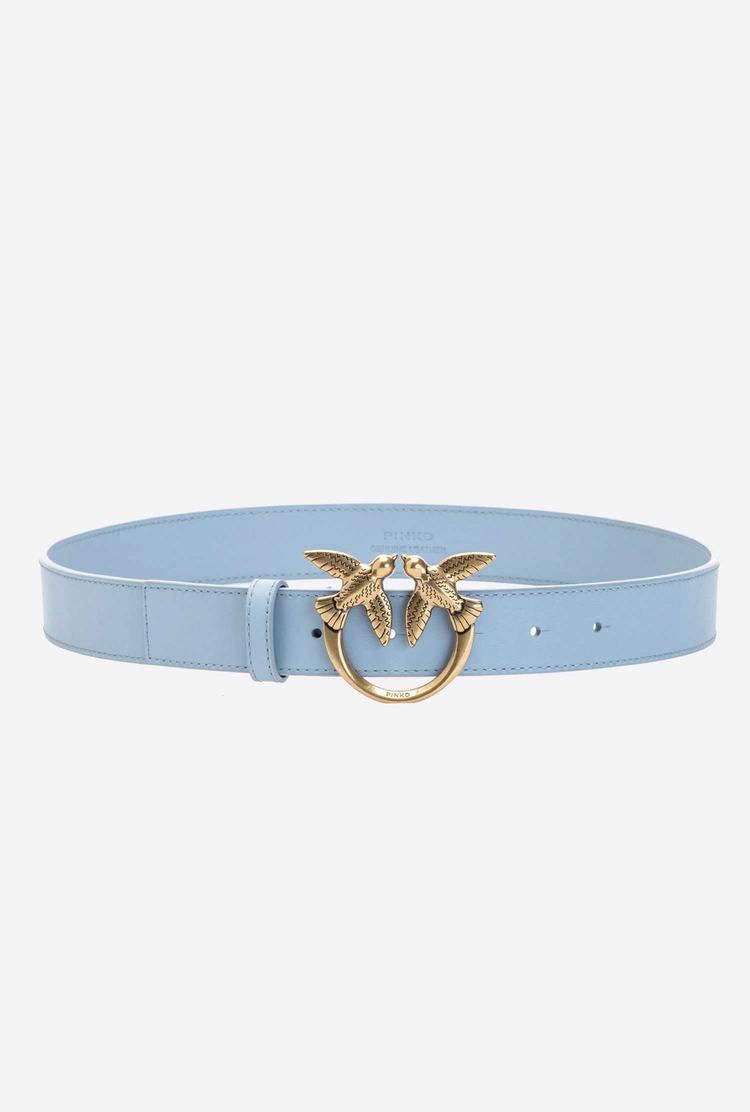 Women's Pinko Love Birds Leather Belts Blue Light Gold | Canada-31570629