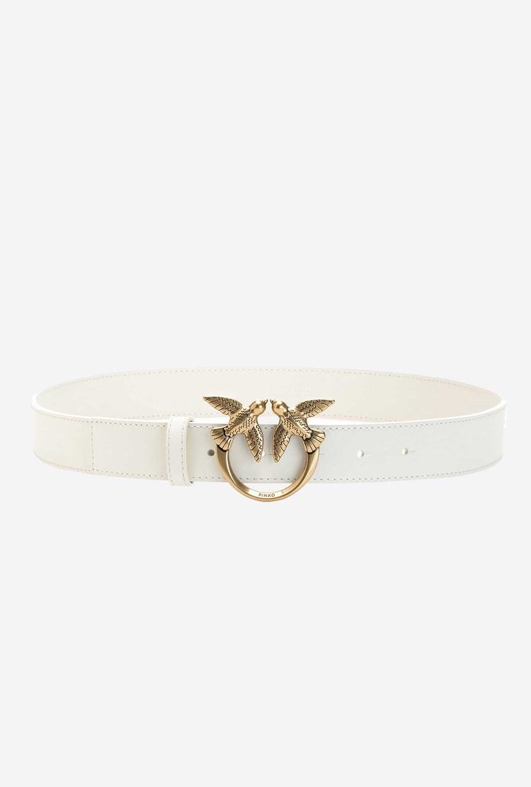 Women's Pinko Love Birds Leather Belts Beige Gold | Canada-34960279