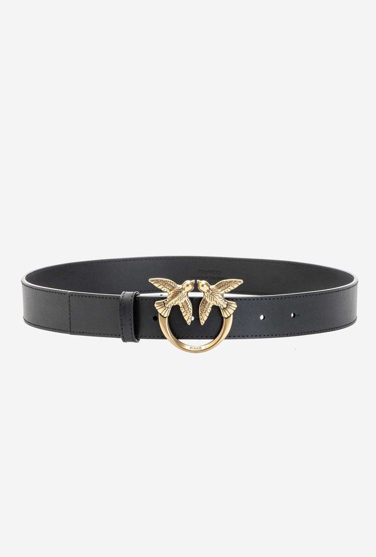 Women's Pinko Love Birds Leather Belts Black Gold | Canada-40913829