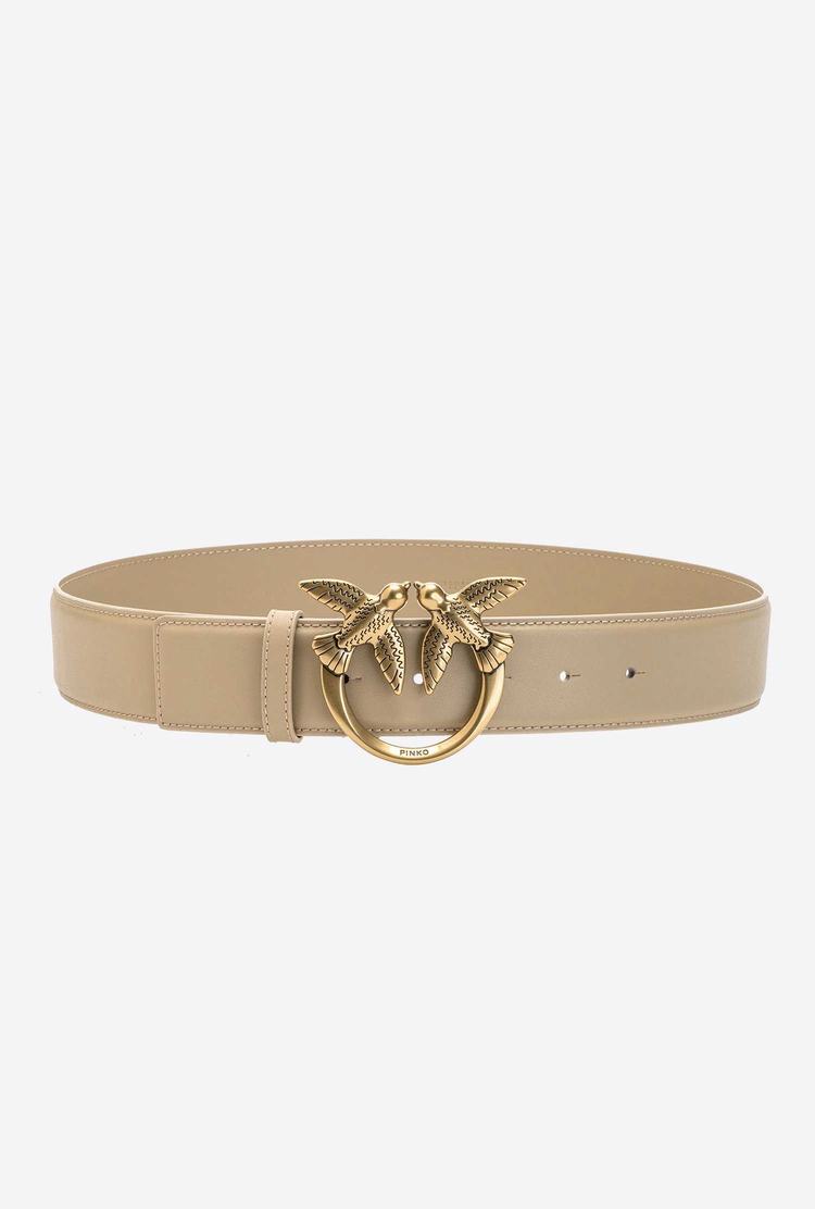 Women's Pinko Love Birds Leather Belts Brown Gold | Canada-45862919