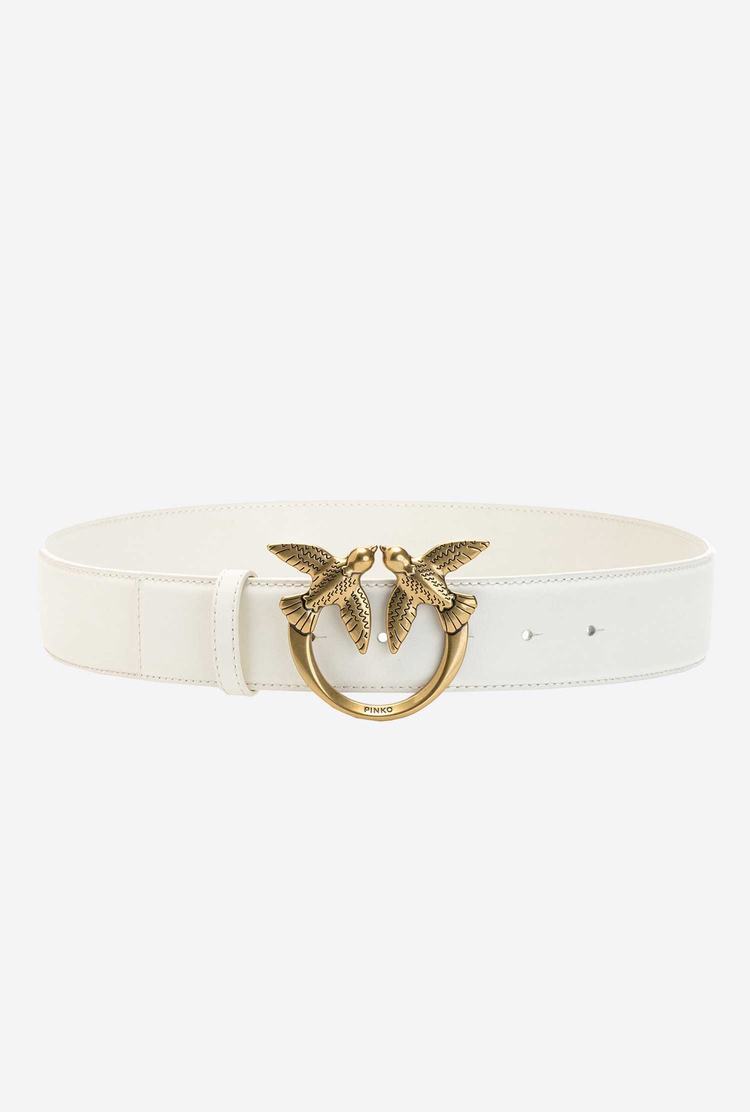 Women's Pinko Love Birds Leather Belts Beige Gold | Canada-54132979