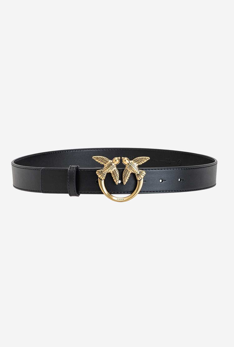 Women's Pinko Love Birds Leather Belts Black Gold | Canada-61592739