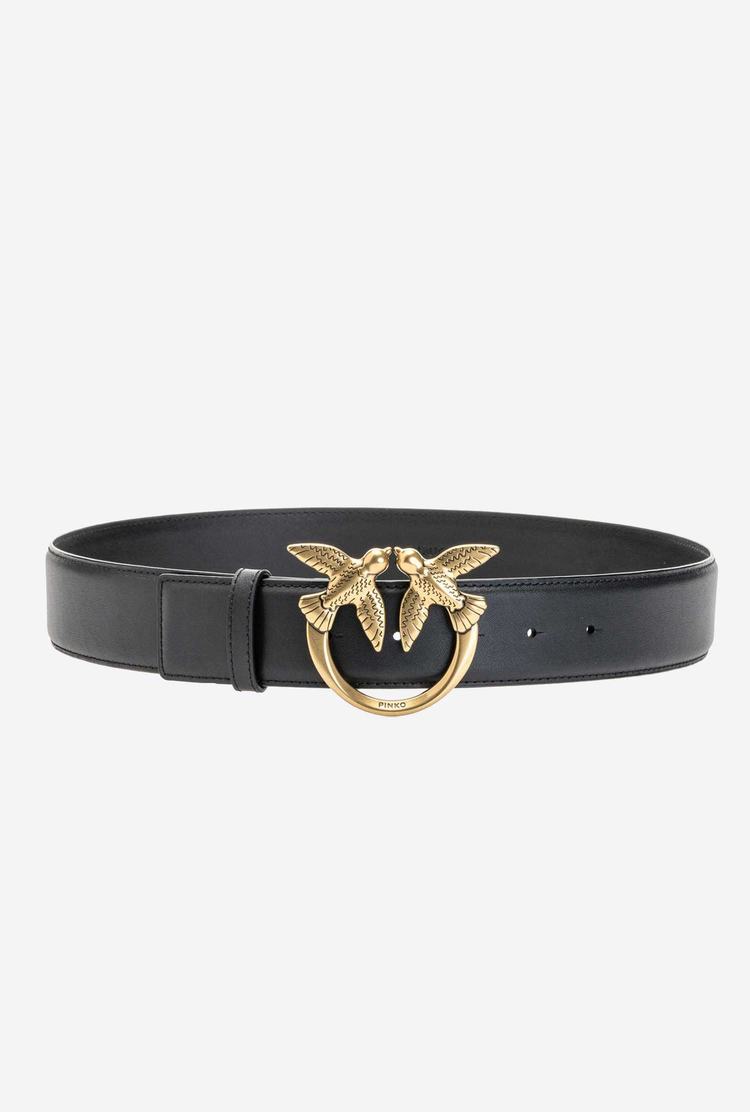 Women's Pinko Love Birds Leather Belts Black Gold | Canada-74905239