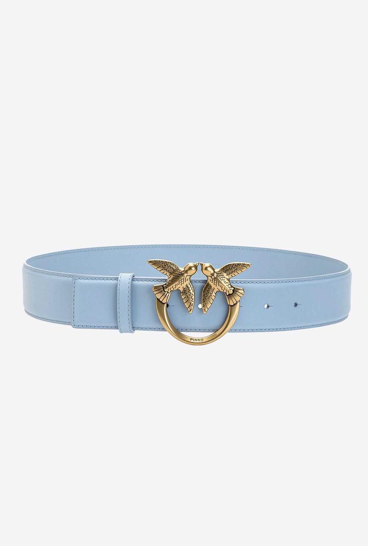 Women's Pinko Love Birds Leather Belts Blue Light Gold | Canada-95716409
