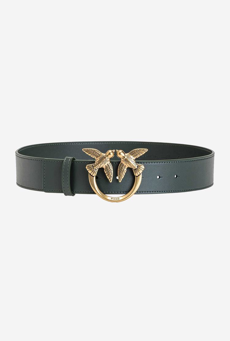 Women's Pinko Love Birds Leather Belts Green Gold | Canada-49167509