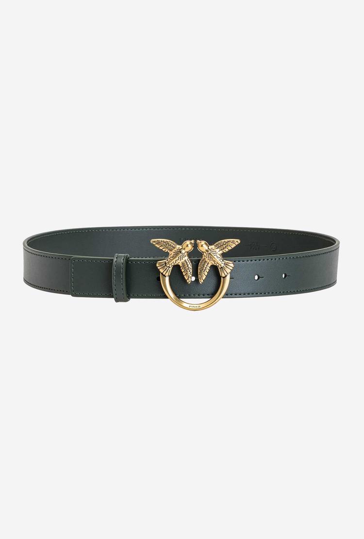 Women's Pinko Love Birds Leather Belts Green Gold | Canada-68354719