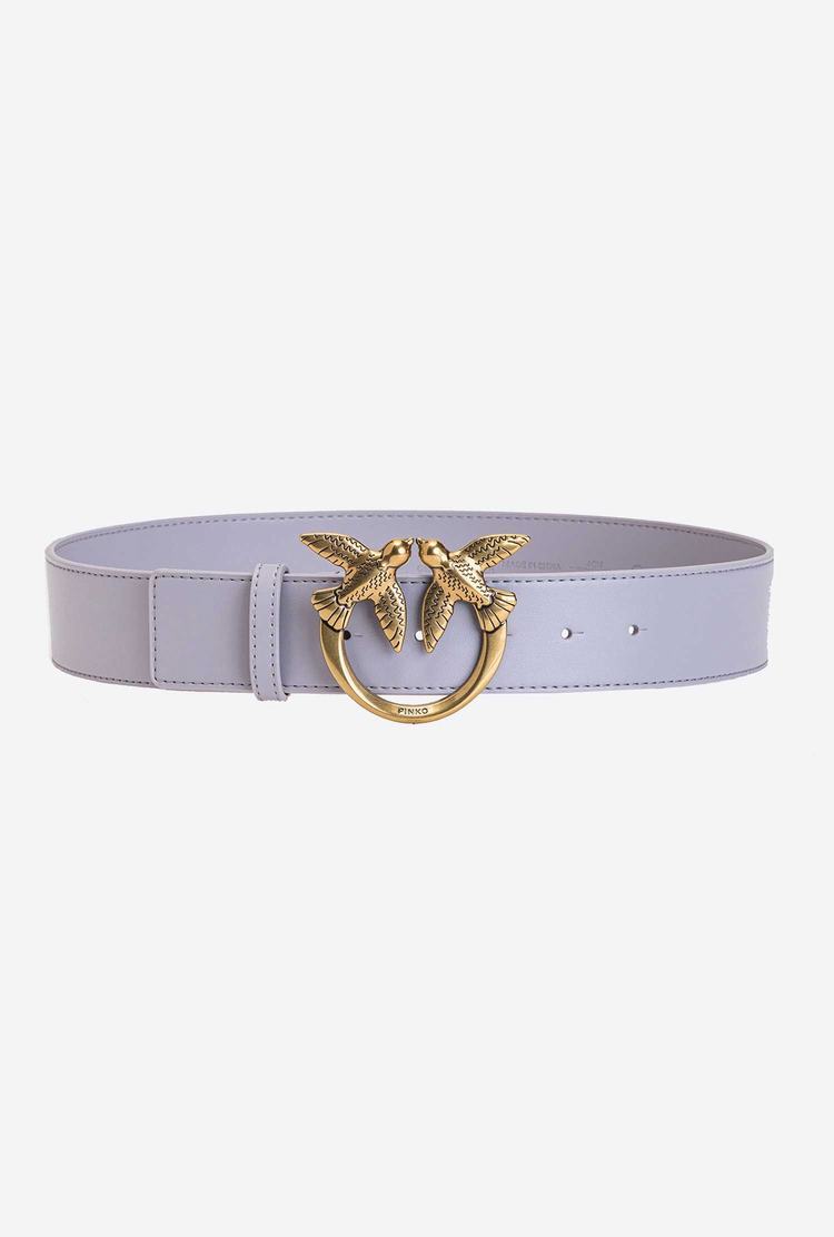 Women's Pinko Love Birds Leather Belts Grey Gold | Canada-86412539