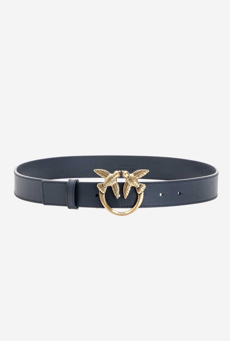Women's Pinko Love Birds Leather Belts Navy Blue Gold | Canada-10748329