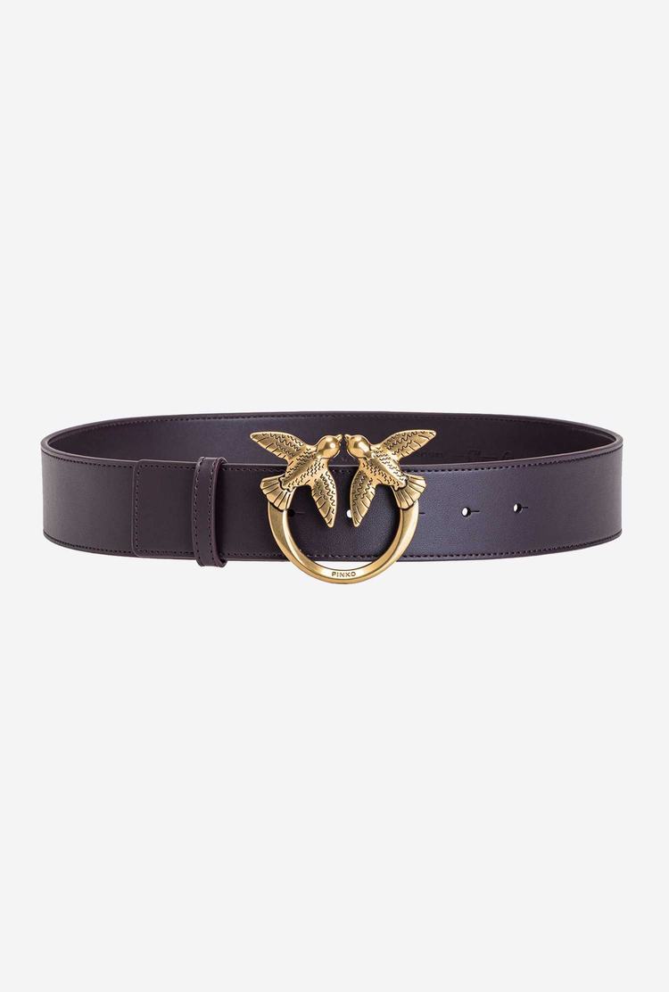 Women's Pinko Love Birds Leather Belts Purple Gold | Canada-48631729