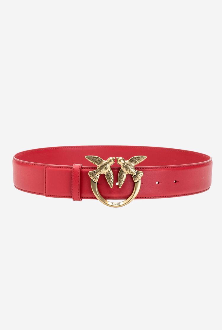 Women's Pinko Love Birds Leather Belts Red Gold | Canada-38169479