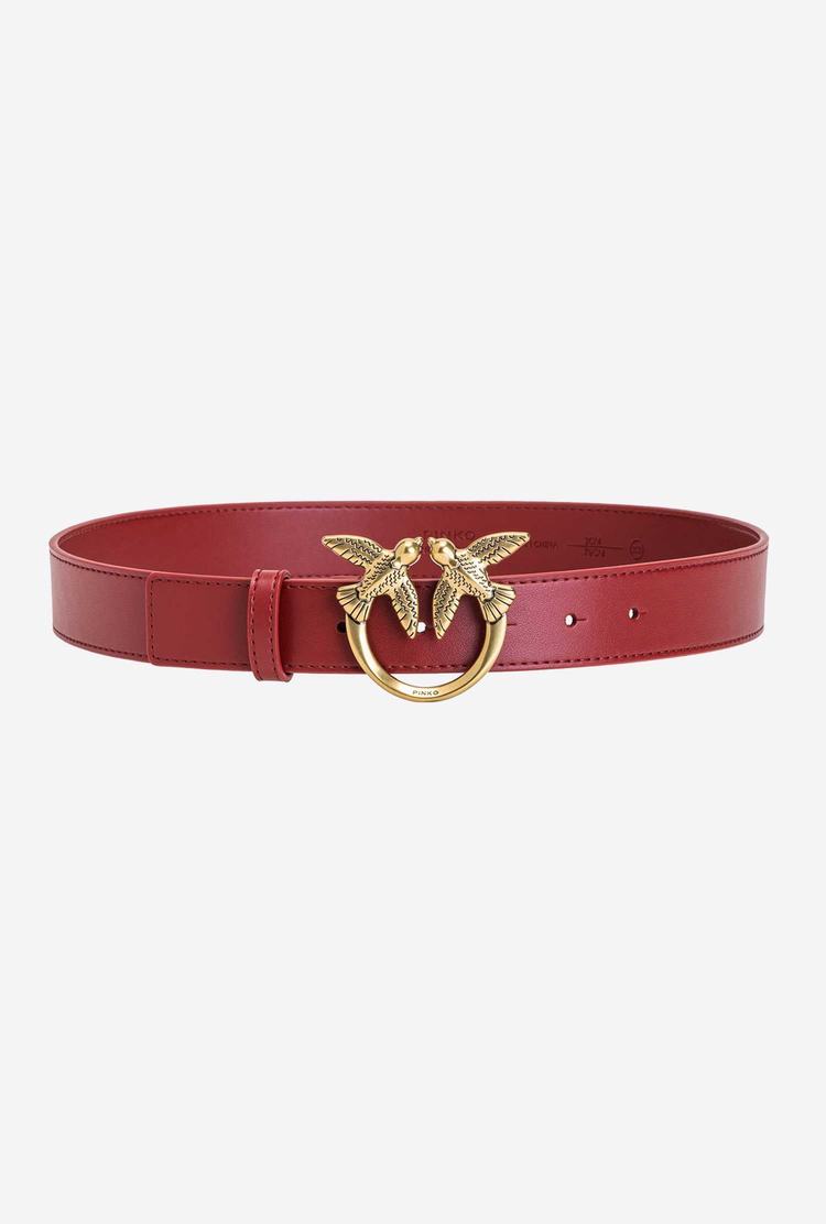 Women's Pinko Love Birds Leather Belts Red Gold | Canada-68247599