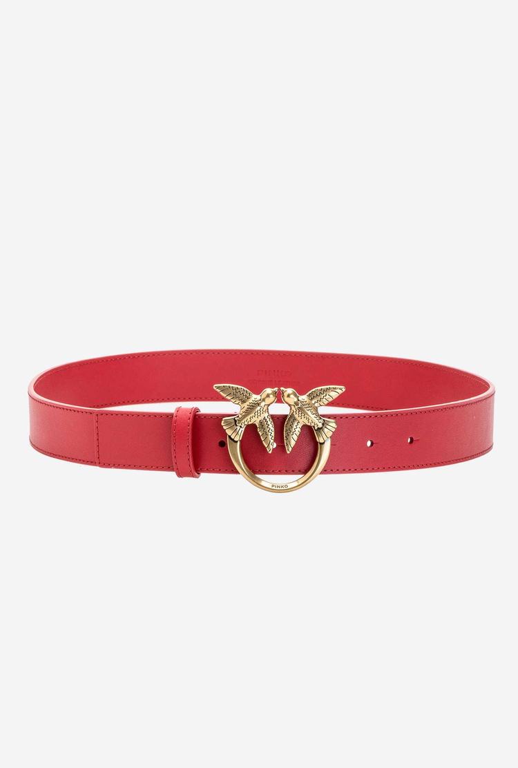 Women's Pinko Love Birds Leather Belts Red Gold | Canada-78263519