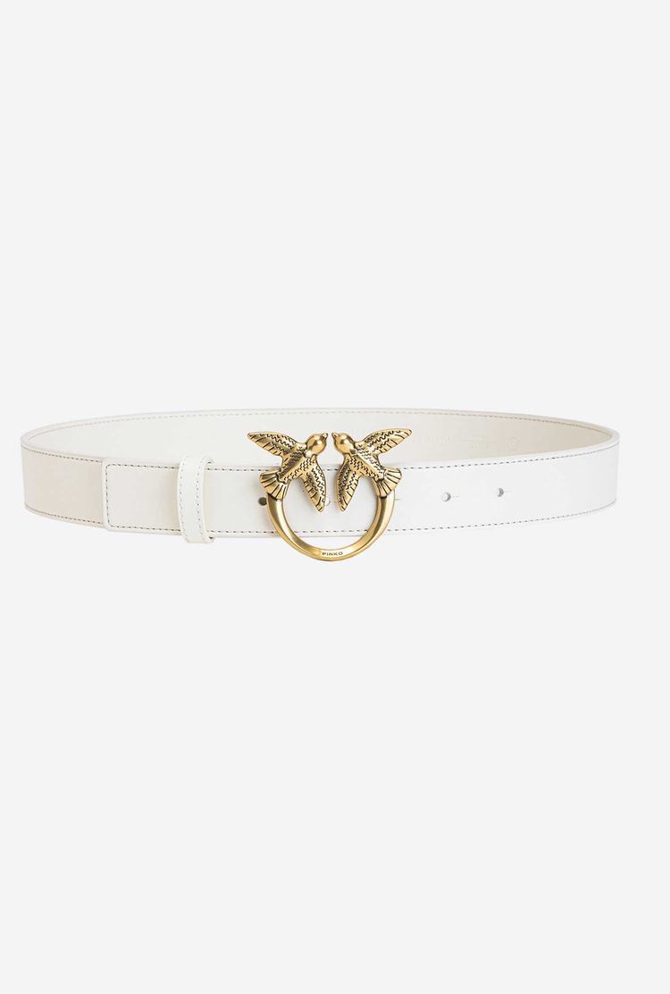 Women's Pinko Love Birds Leather Belts White Gold | Canada-61839079