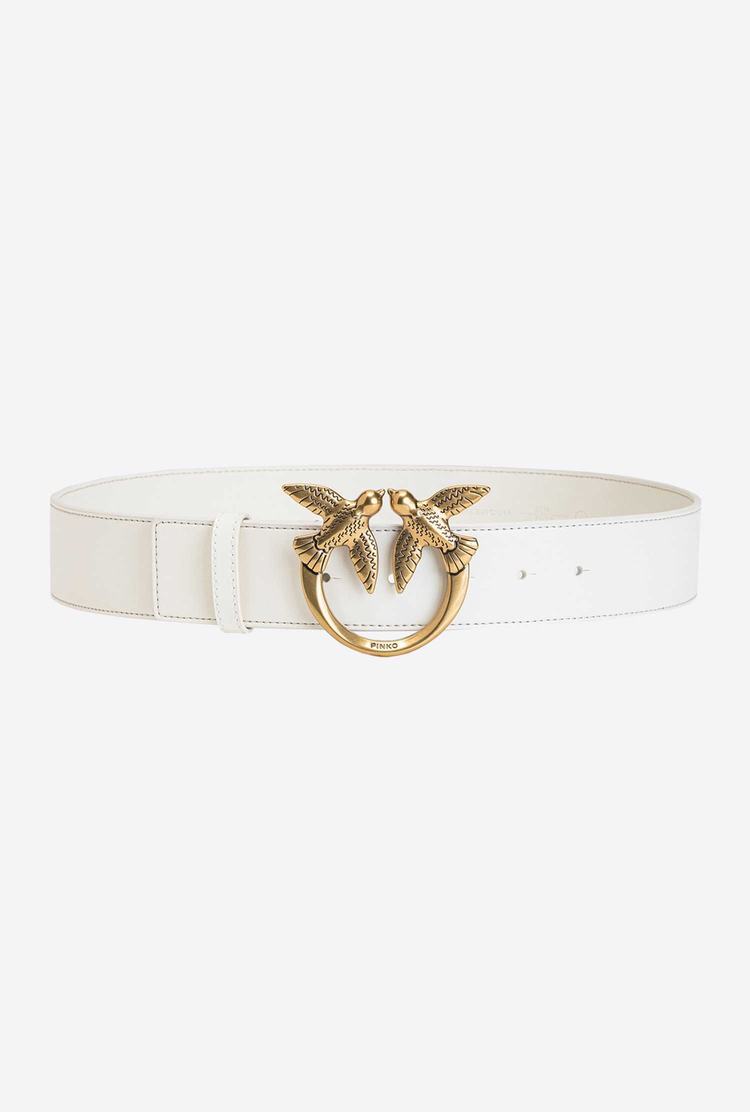 Women's Pinko Love Birds Leather Belts White Gold | Canada-95218409