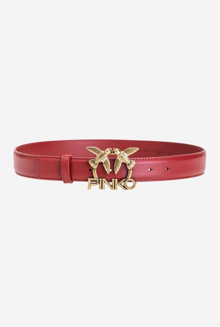 Women's Pinko Love Birds Logo Belts Red Gold | Canada-47561029