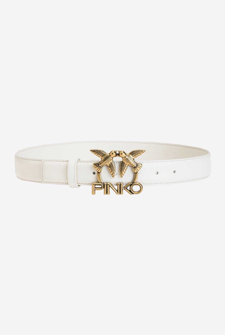Women's Pinko Love Birds Logo Belts White Gold | Canada-29581679
