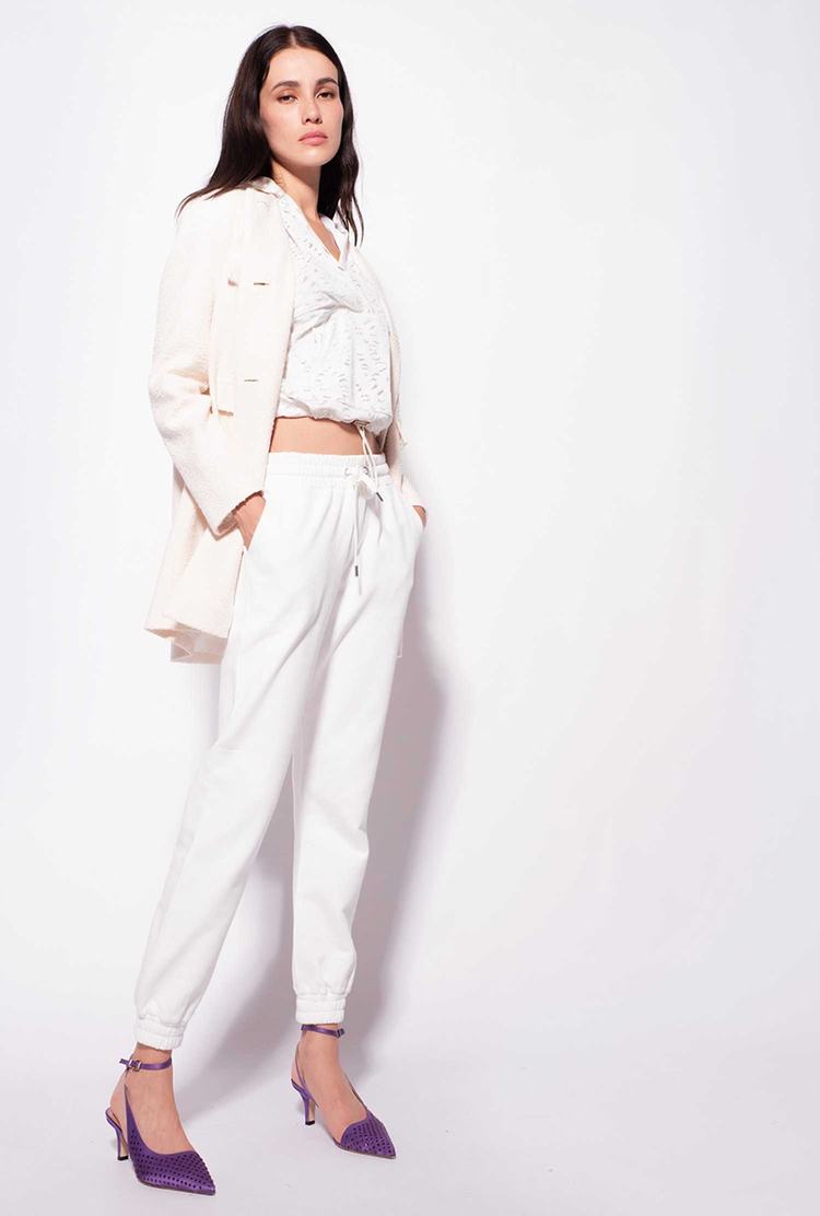 Women's Pinko Love Birds Logo Pants White | Canada-17452369
