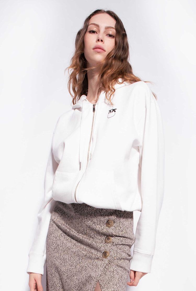Women's Pinko Love Birds Logo Sweatshirt White | Canada-16320789