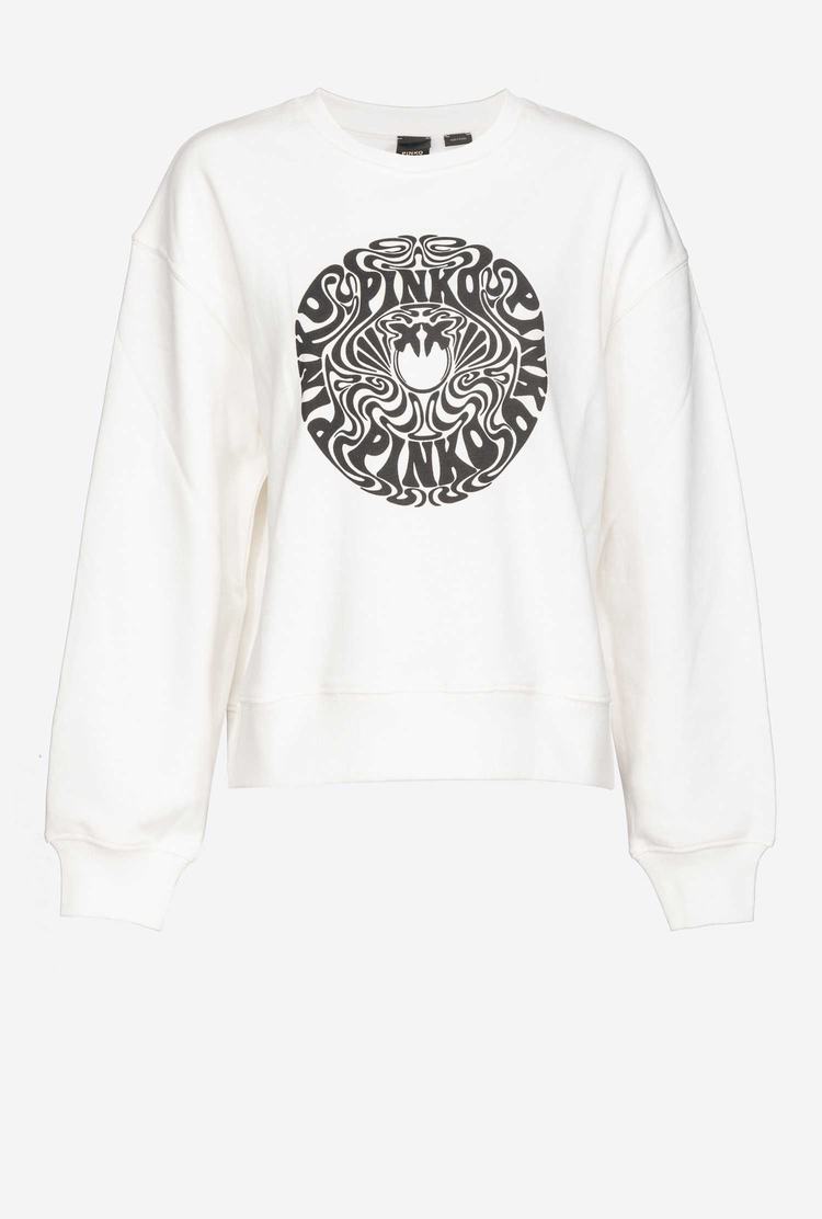 Women's Pinko Love Birds Logo Sweatshirt White | Canada-38941269