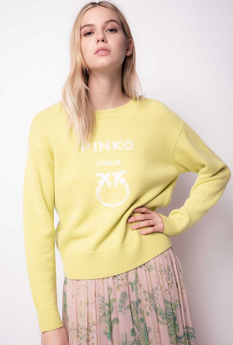 Women's Pinko Love Birds Pullover Green | Canada-14957289