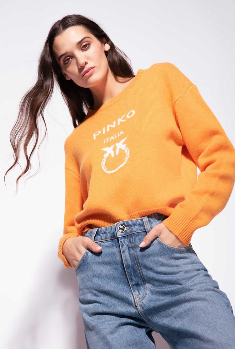 Women's Pinko Love Birds Pullover Orange | Canada-91620439