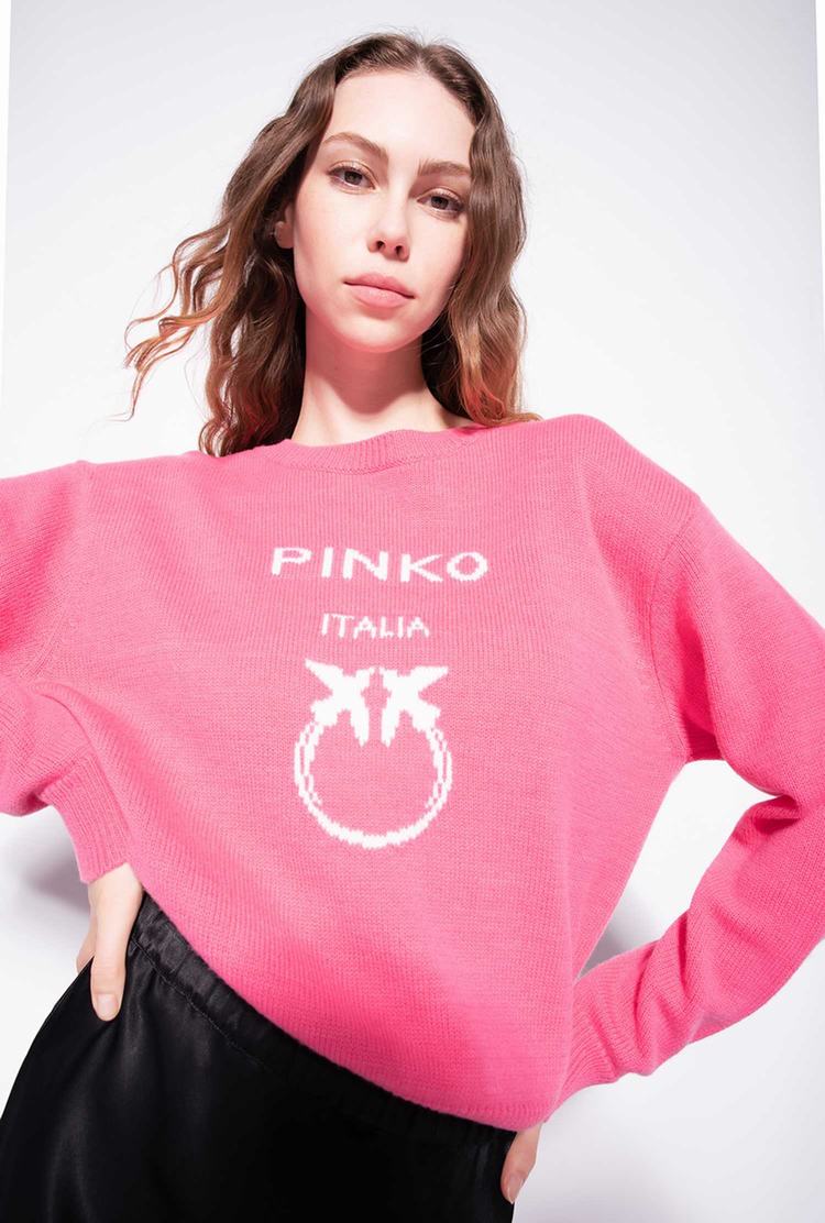 Women's Pinko Love Birds Pullover Pink | Canada-23968179