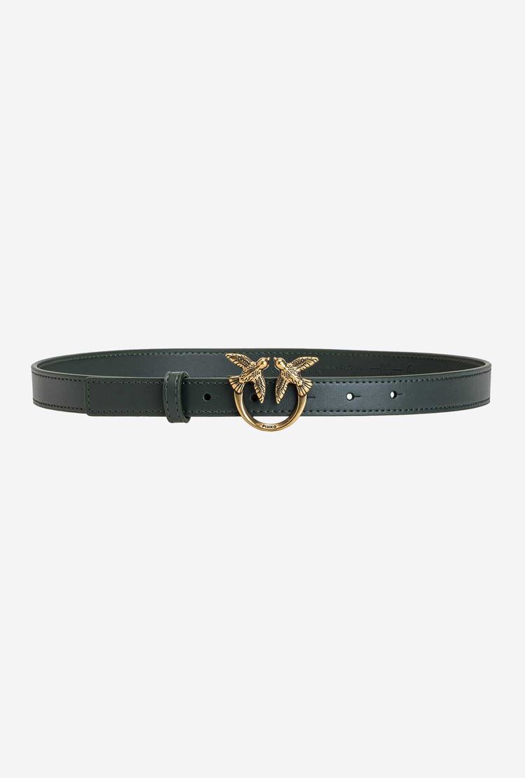 Women's Pinko Love Birds Thin Leather Belts Green Gold | Canada-48967059