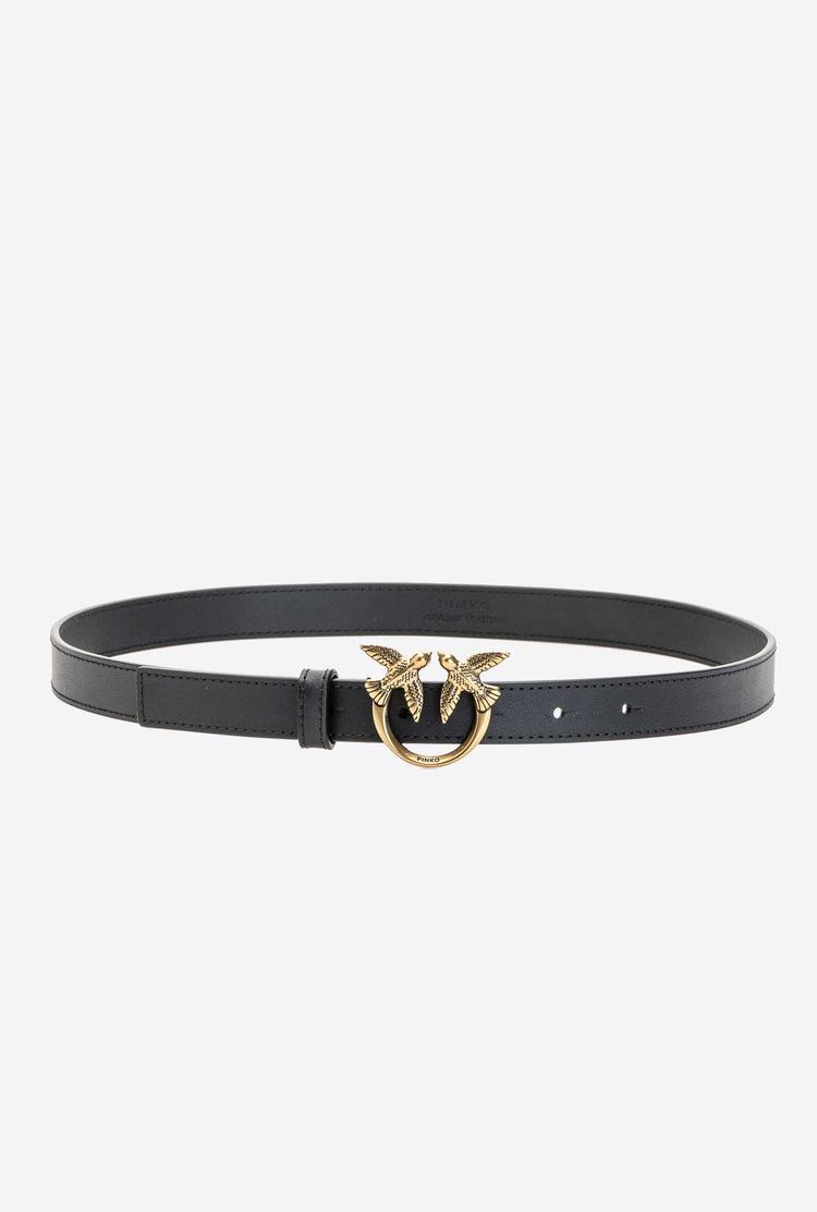 Women's Pinko Love Birds Thin Leather Belts Black Gold | Canada-50712649