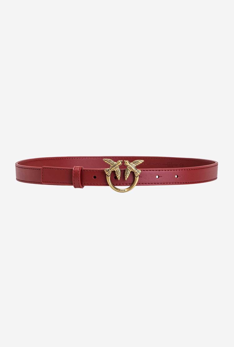 Women's Pinko Love Birds Thin Leather Belts Red Gold | Canada-56419829