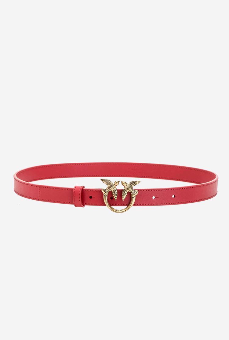 Women's Pinko Love Birds Thin Leather Belts Red Gold | Canada-58237949