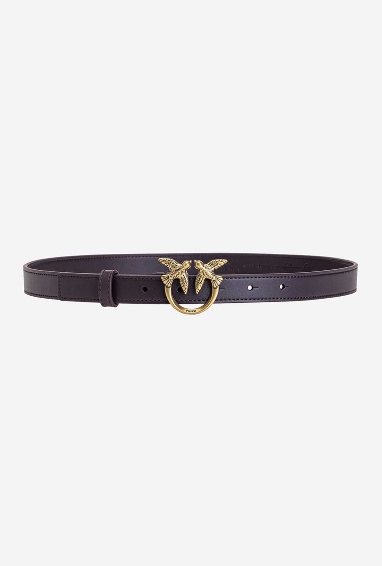Women's Pinko Love Birds Thin Leather Belts Purple Gold | Canada-59027319