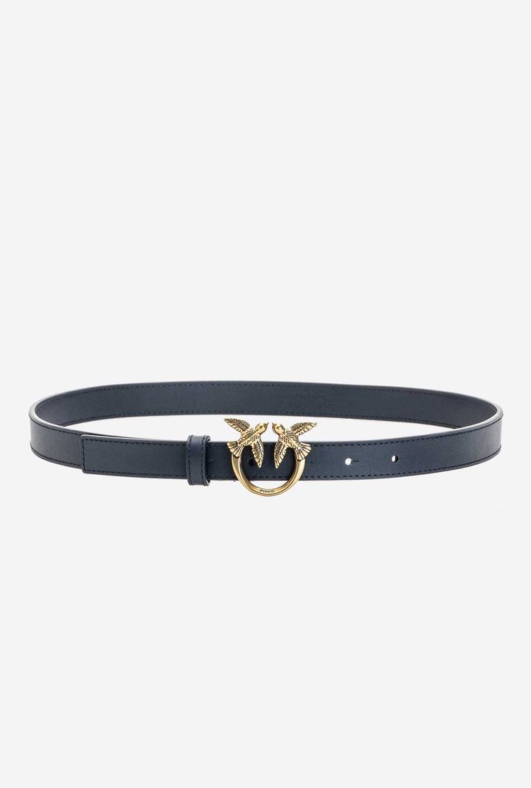 Women's Pinko Love Birds Thin Leather Belts Navy Blue Gold | Canada-59843769