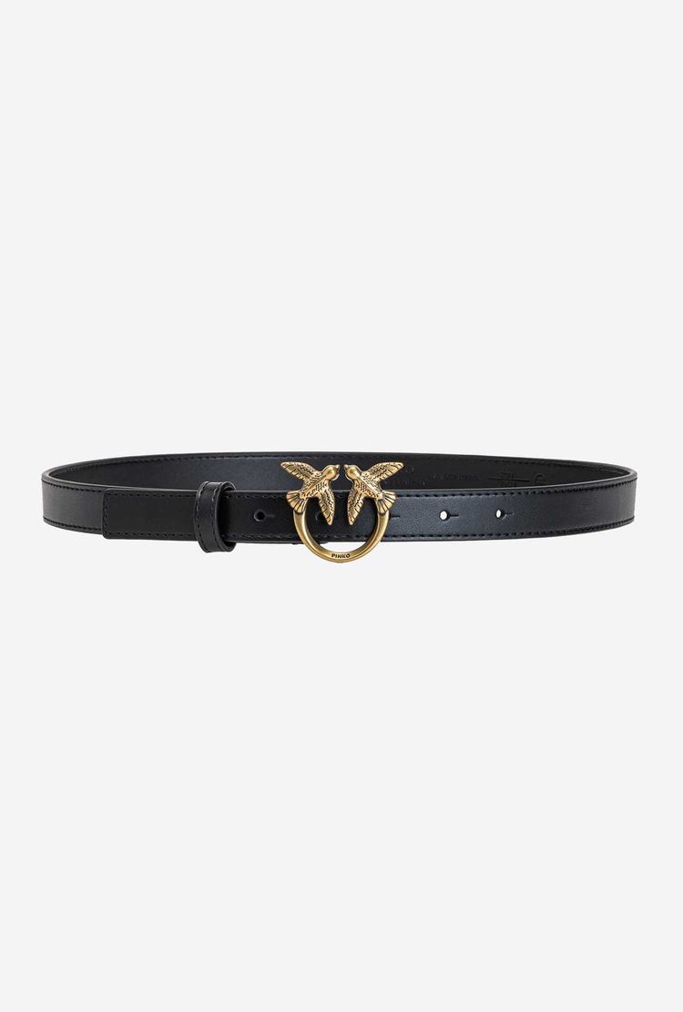 Women's Pinko Love Birds Thin Leather Belts Black Gold | Canada-64950189