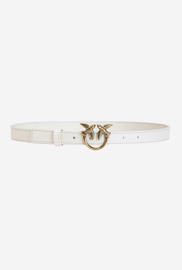 Women's Pinko Love Birds Thin Leather Belts White Gold | Canada-68527049