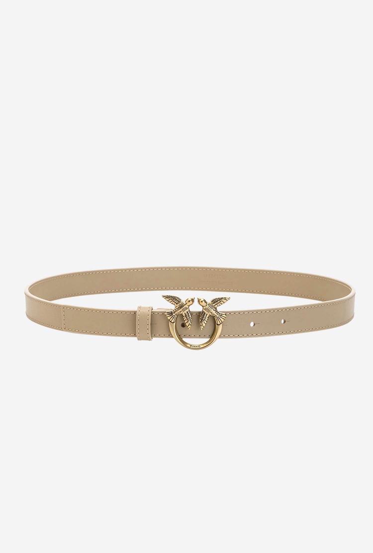 Women's Pinko Love Birds Thin Leather Belts Brown Gold | Canada-68795019